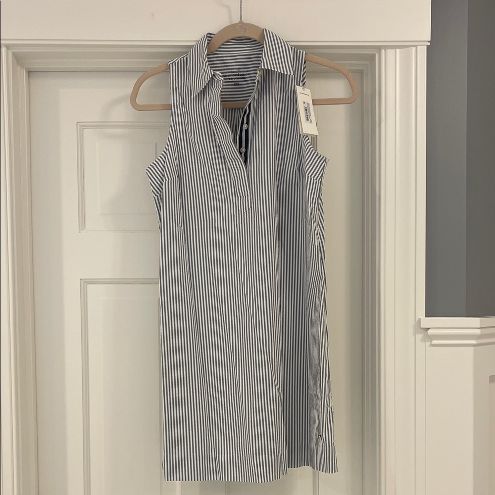 Women’s Vineyard Vines Harbor Sleeveless Popover Dress - navy/white - XXS NWT
